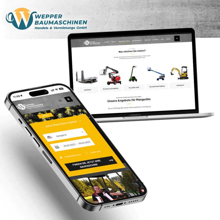 Wepper GmbH – Design und Umsetzung Webseite/Onlineshop & Online Maschinenvermietung